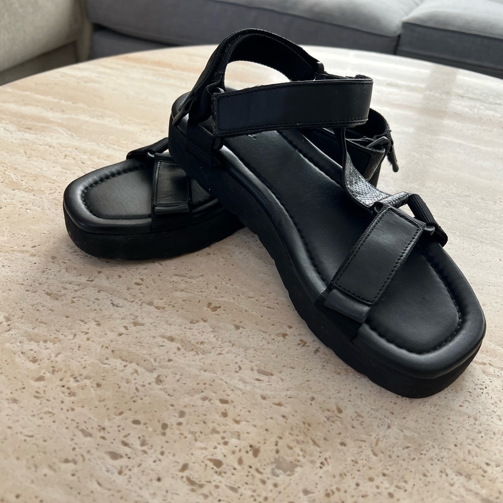 Vince - Platform Snake Print Black Strappy Sandals
